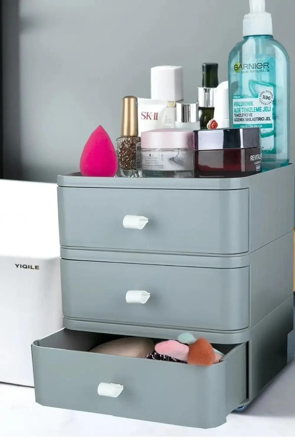 3 Katlı Çekmece Masaüstü Organizer – Makyaj Takı Aksesuar Düzenle