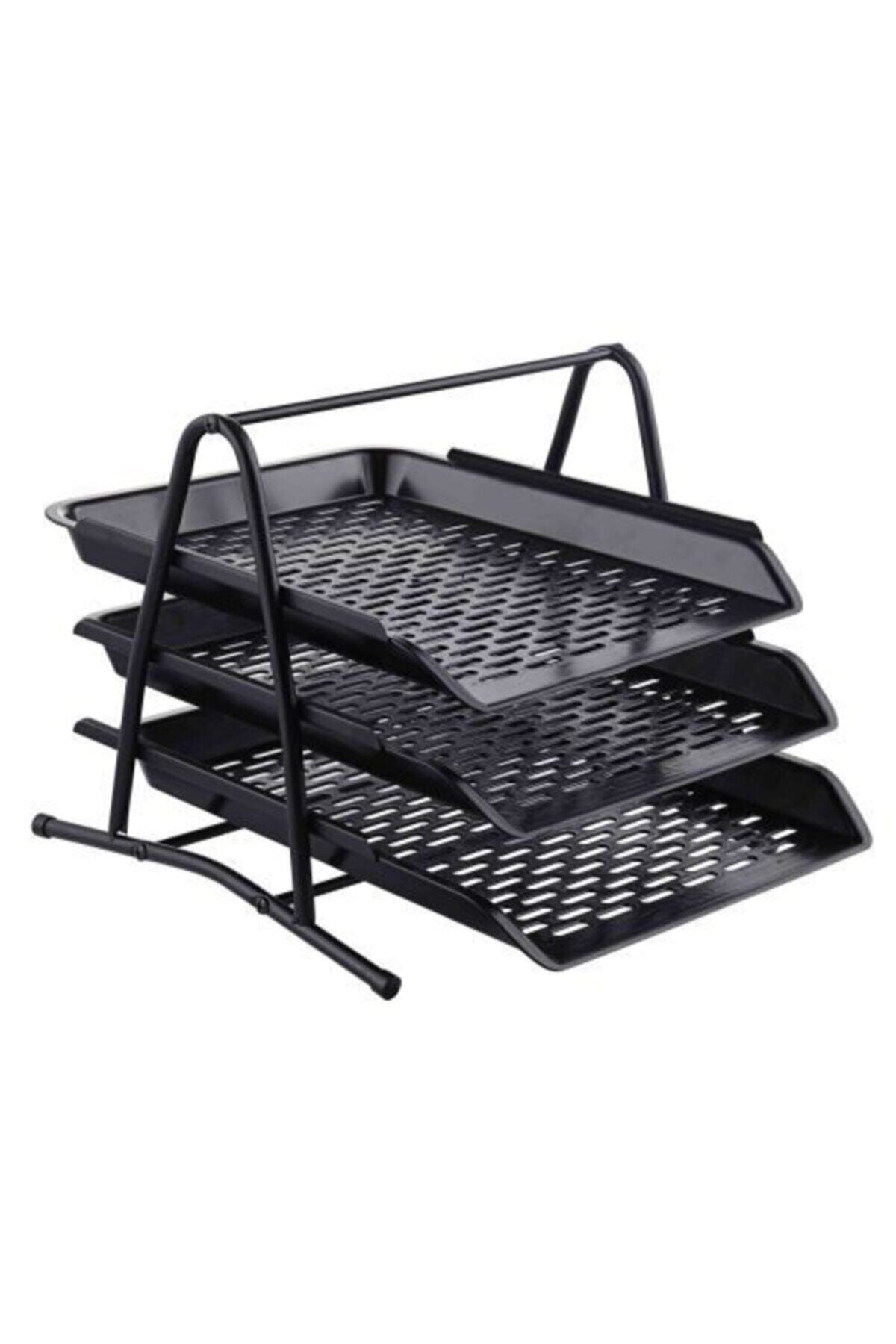 Ark 3 Katlı Evrak Rafı 1900 Demir Ayaklı Plastik Raflı 1900