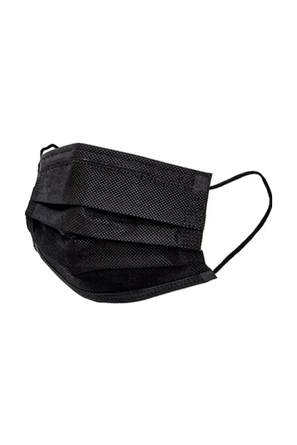 3 Katlı Lastikli Yüz Maskesi Siyah - 50'li