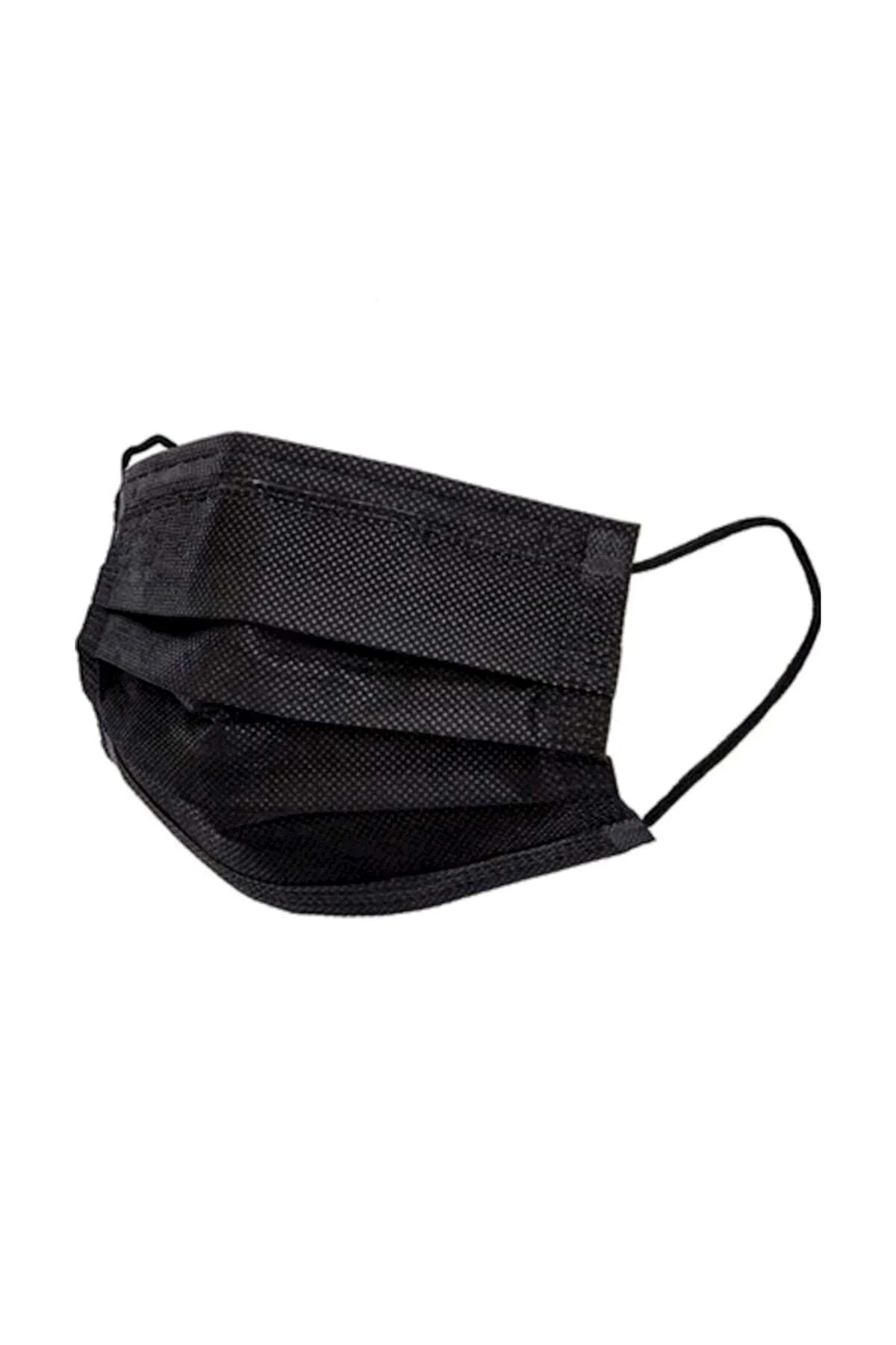 3 Katlı Lastikli Yüz Maskesi Siyah - 50'li