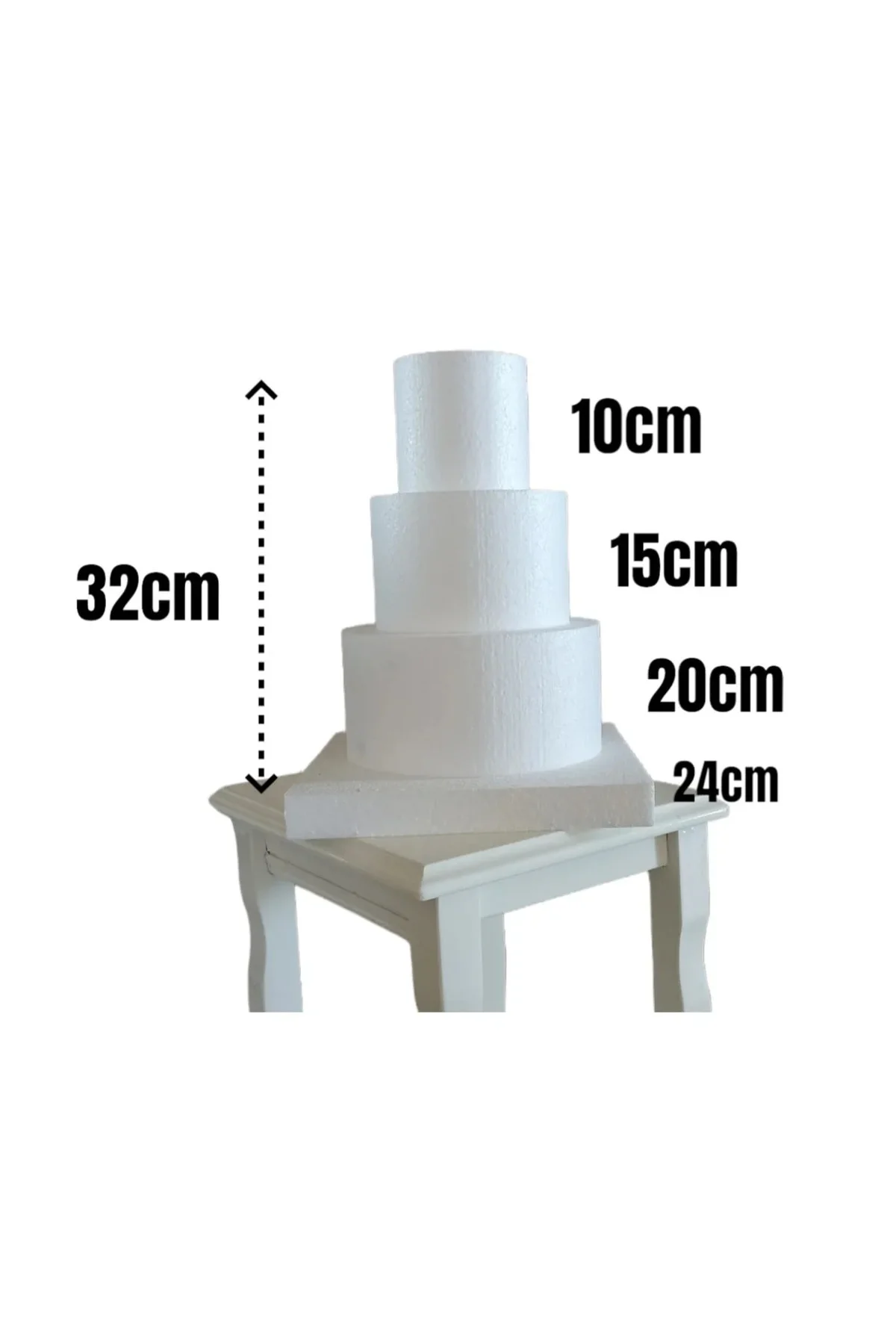 3 Katlı Maket Pasta (20,15 Ve 10 cm) - 25x3 cm Taban Hediyeli