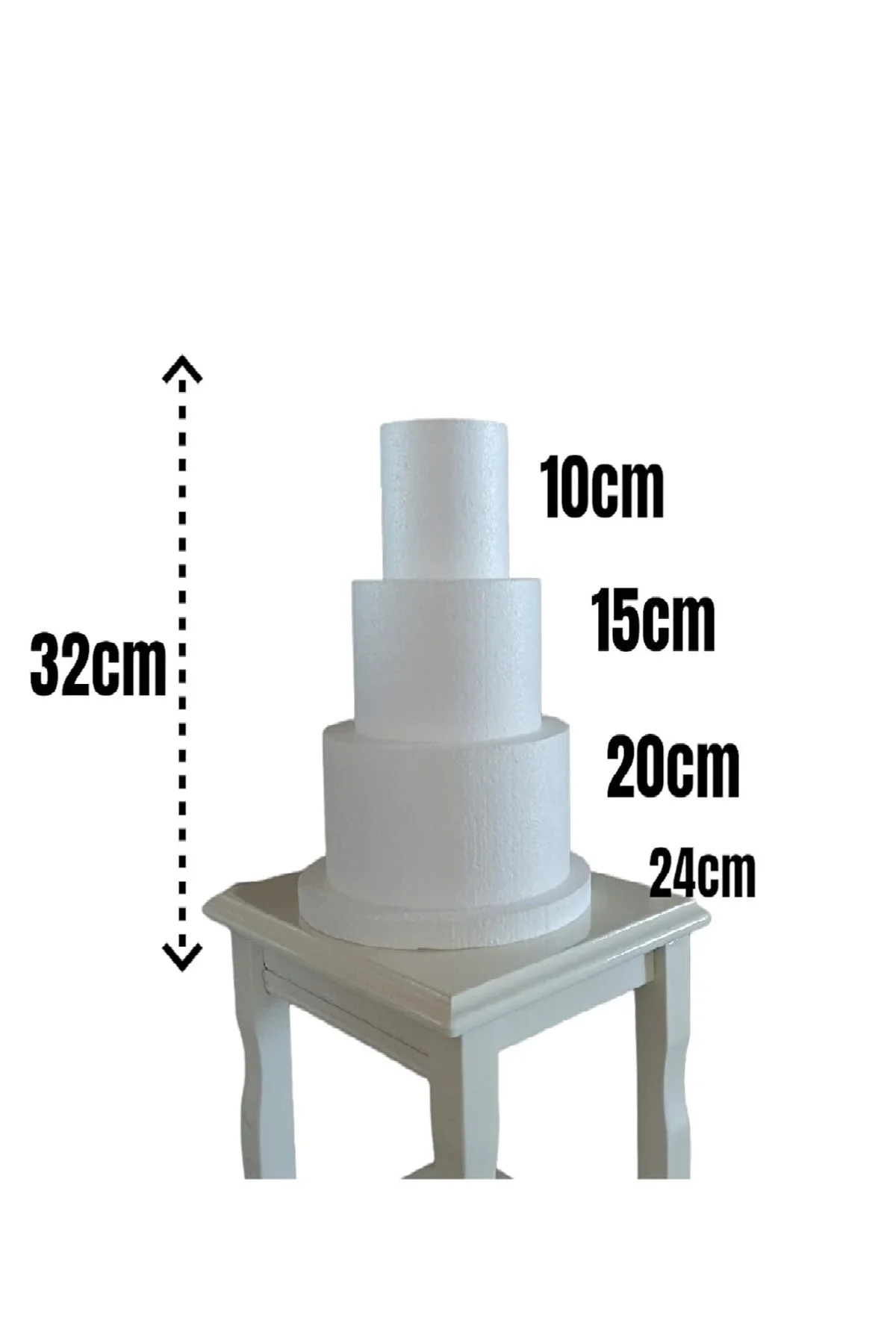 3 Katlı Maket Pasta (20,15 Ve 10 cm) ve 25x3 cm Taban Hediyeli