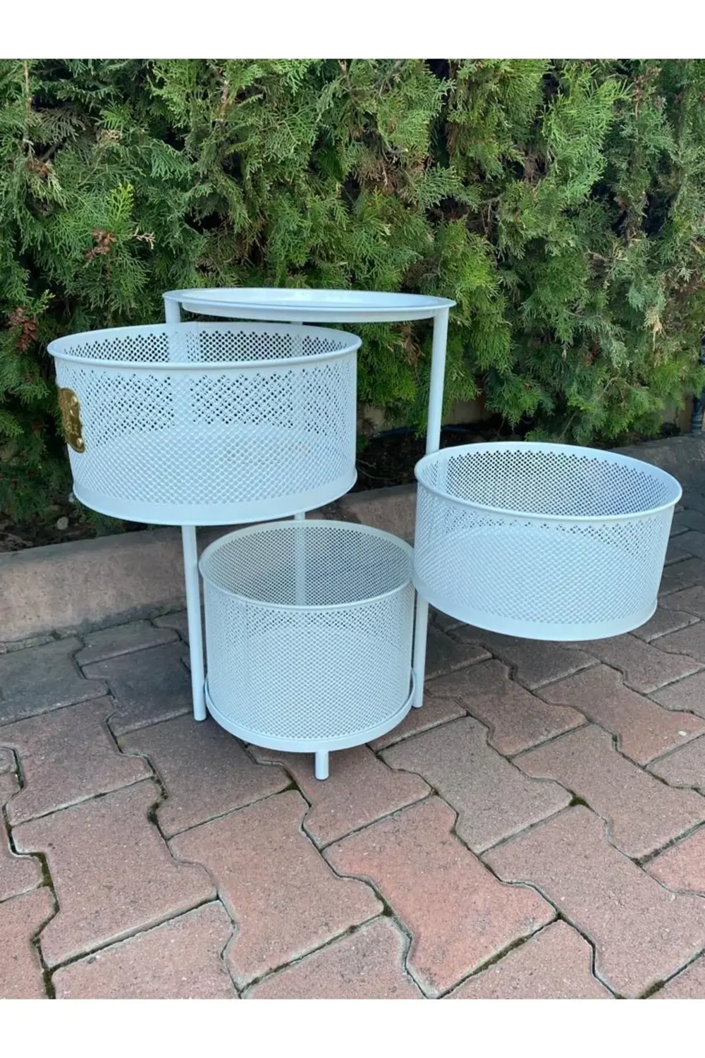 3 Katlı Metal Açılır Kapanır Paslanmaz Sebzelik Beyaz