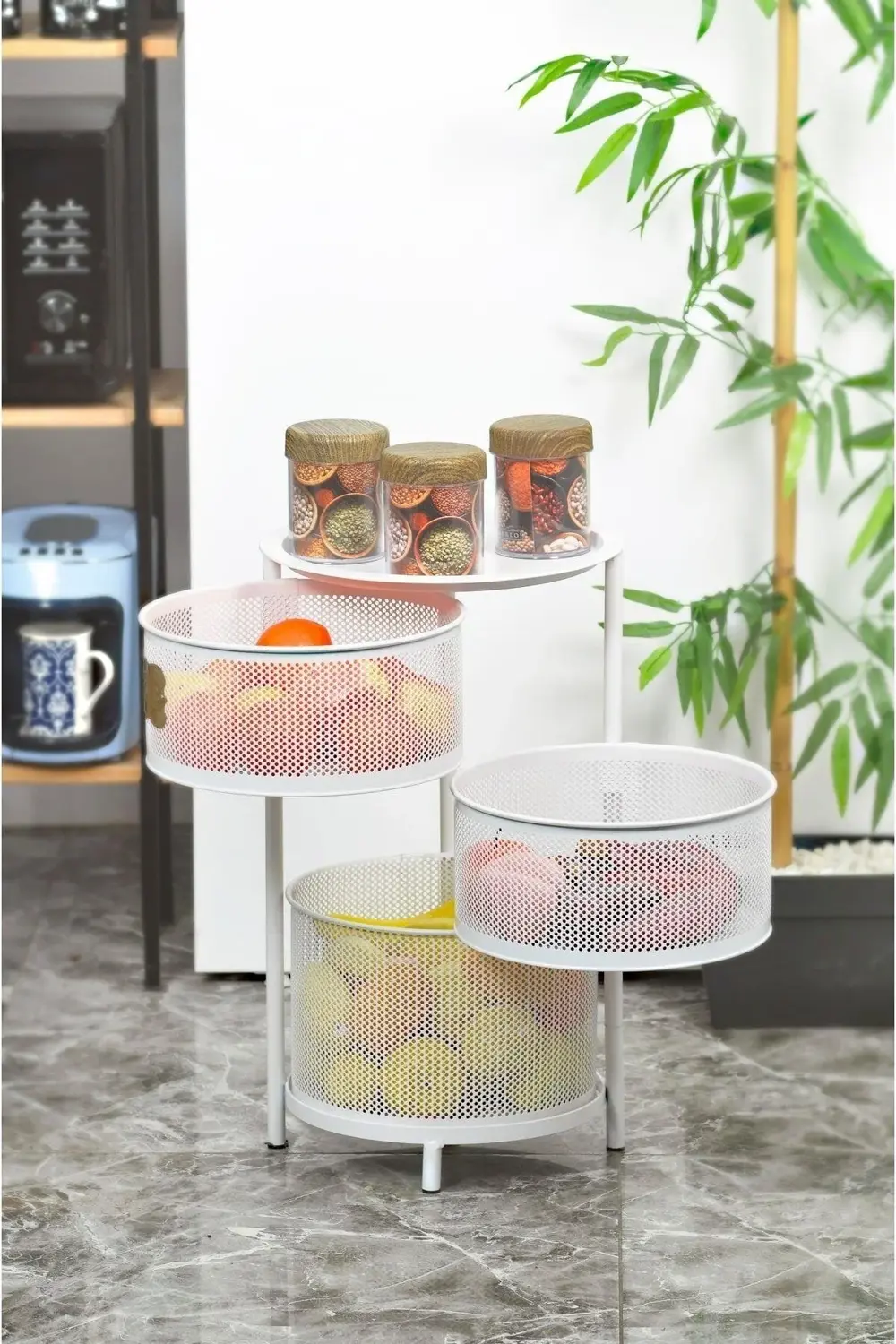 3 Katlı Metal Açılır Kapanır Paslanmaz Sebzelik