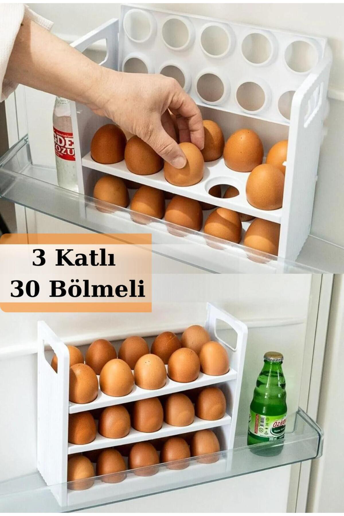 3 Katlı Plastik Yumurta Saklama Rafı 30’lu – Buzdolabı İçi ve Tez