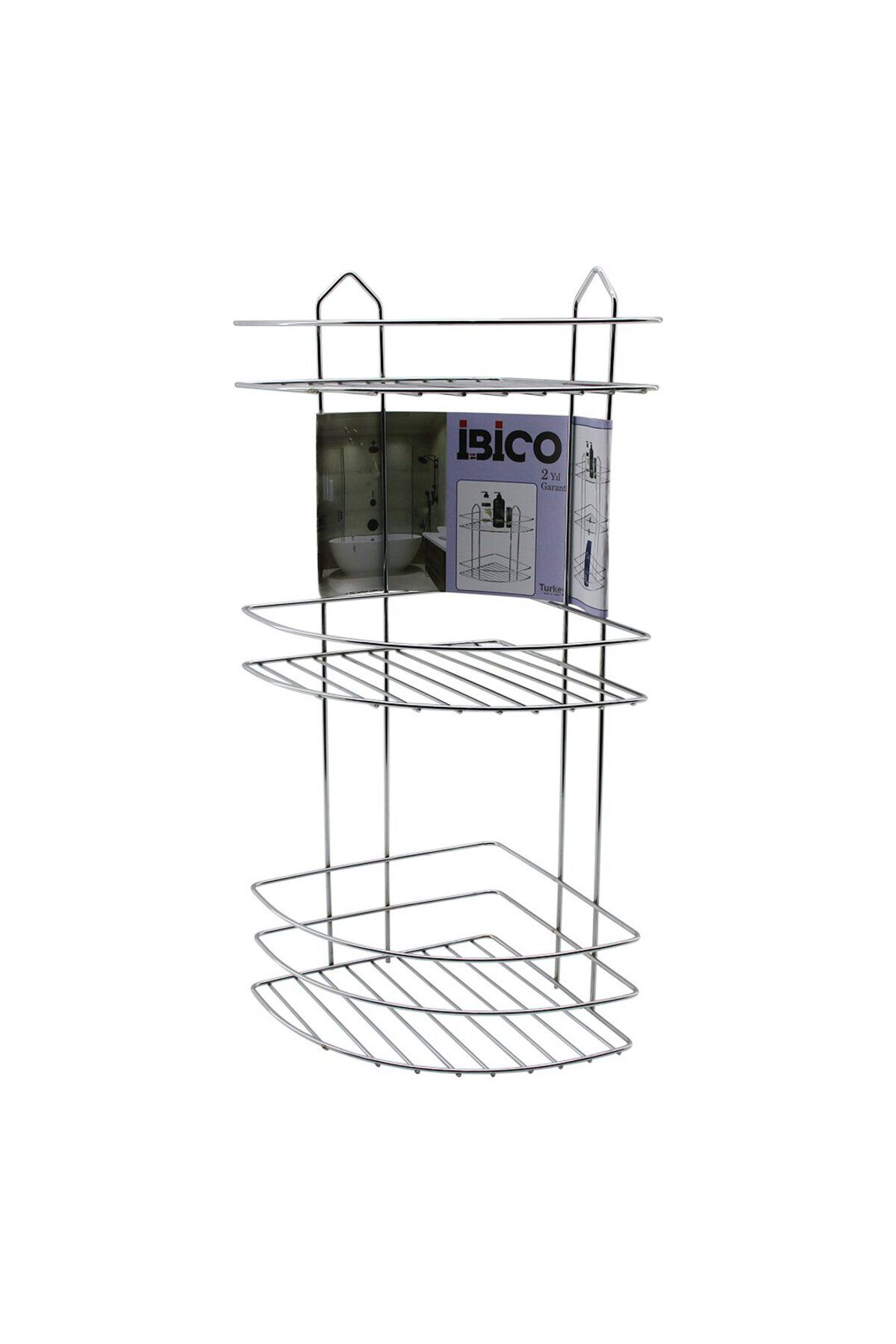 Ok Aksesuar 3 Katli - Üçgen Krom Metal Banyo Köşelik - Duşkabin Raf (5060)