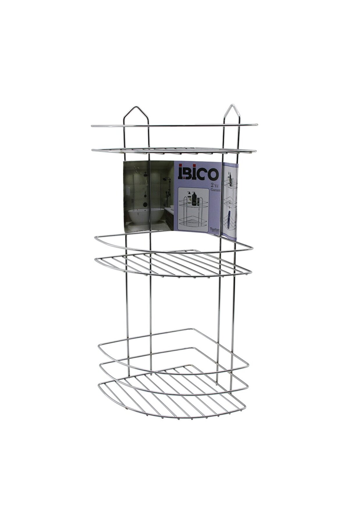 Ok Aksesuar 3 Katli - Üçgen Krom Metal Banyo Köşelik - Duşkabin Raf (5060)