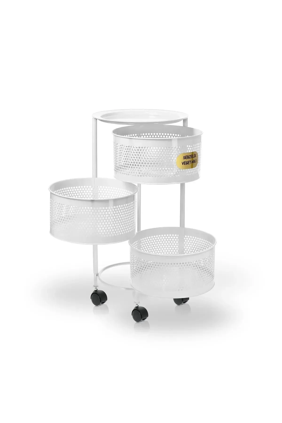 3 Katlı Yana Açılır Krem Tekerlekli Patates Soğan Sepeti Sebze Me