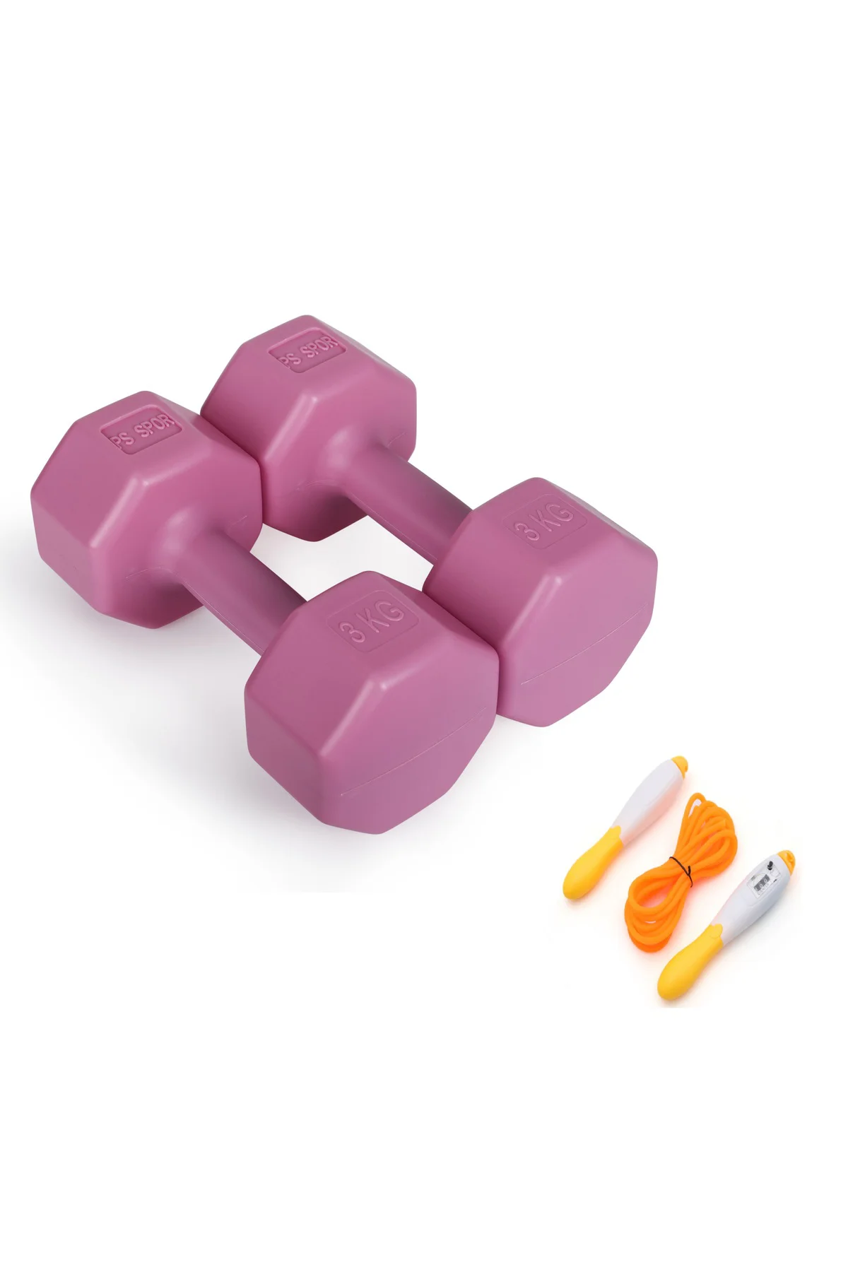3 Kg Pembe Renk Dambıl Set ve Sayaçlanabilir Atlama İpi 3 Kg Pembe Renk Dambıl Set ve Sayaçlanabilir Atlama İpi