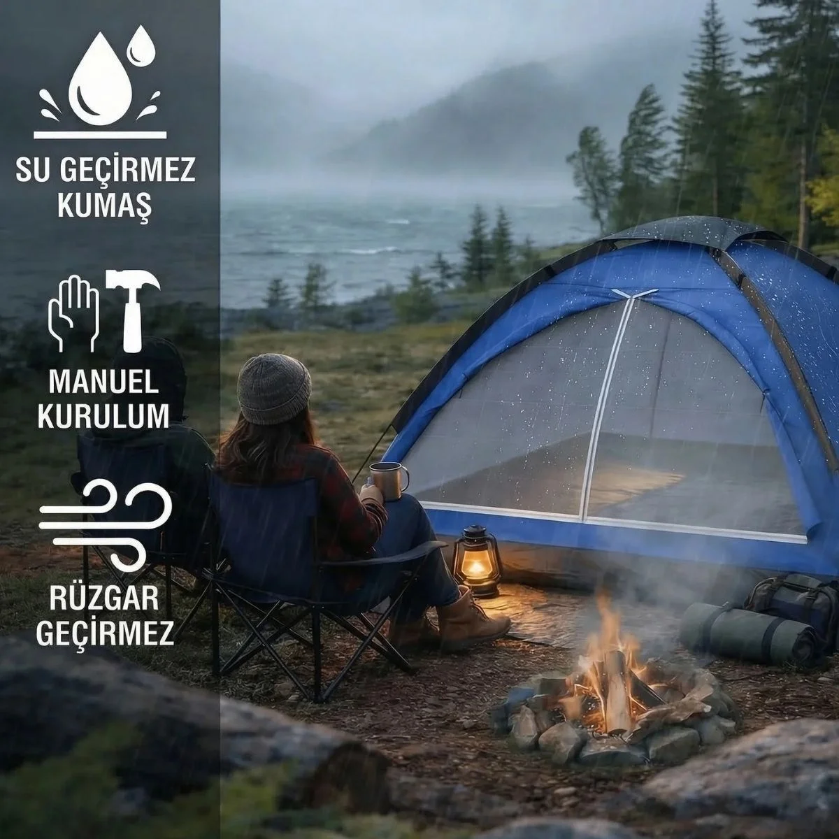 3 Kişilik Manuel Kamp Çadırı – Düz Kapılı Outdoor Aile, Doğa, Piknik Ve Kamp Çadırı 200x150x110 Cm Bx40 Fiyatı, Yorumları ve Özellikleri