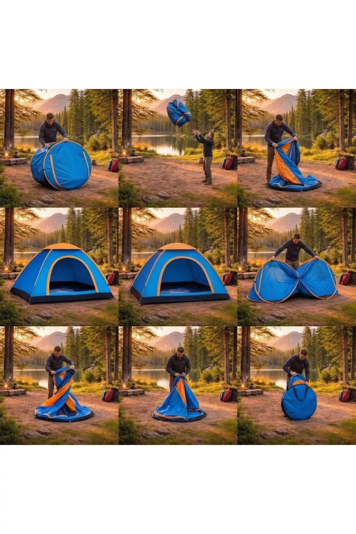 3 Kişilik Yarı Otomatik Kurulum Kamp Çadırı – Suya Dayanıklı, Taşıma Çantalı Outdoor Aile Çadırı, Pi 3 Kişilik Yarı Otomatik Kurulum Kamp Çadırı – Suya Dayanıklı, Taşıma Çantalı Outdoor Aile Çadırı, Pi