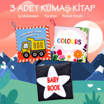 3 Kitap Tox İngilizce Renkler , İş Makinaları ve Siyah Beyaz Bebe