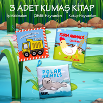 3 Kitap Tox İngilizce İş Makinaları , Çiftlik ve Kutup Hayvanları