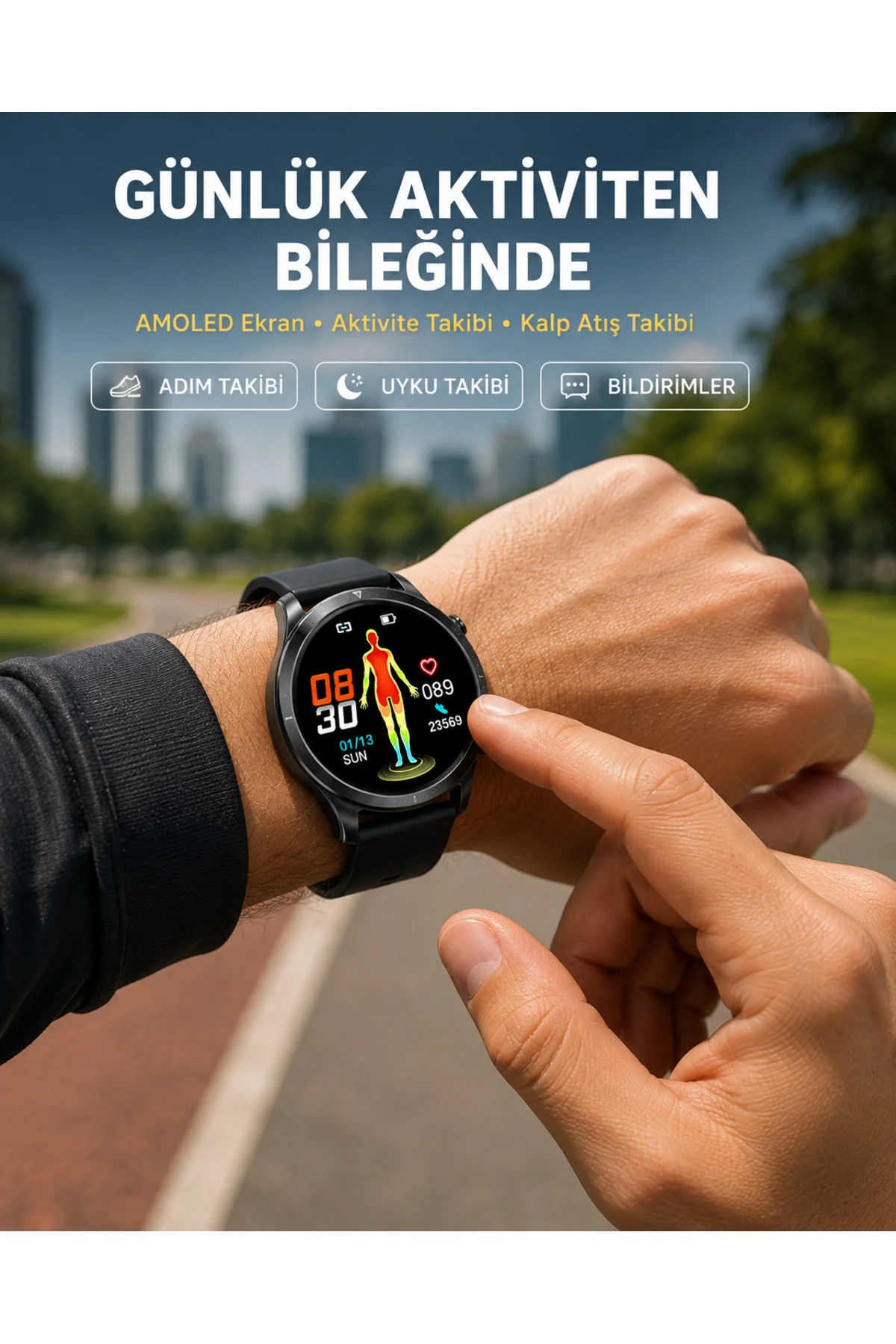3 Kordonlu AMOLED Akıllı Saat – Sağlık Takipli 3 Kordonlu AMOLED Akıllı Saat – Sağlık Takipli