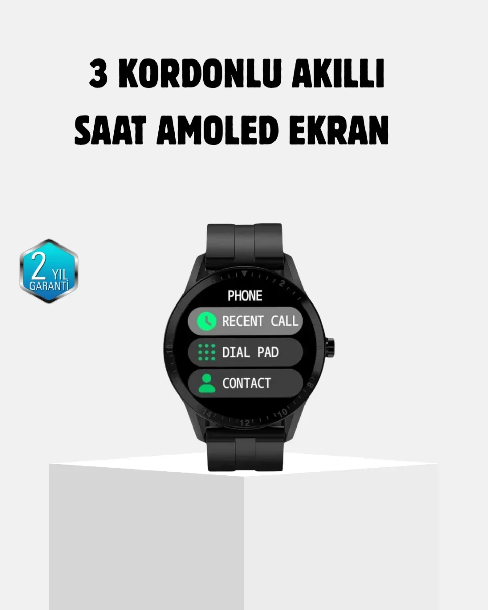 3 Kordonlu AMOLED Akıllı Saat – Sağlık Takipli - Lisinya