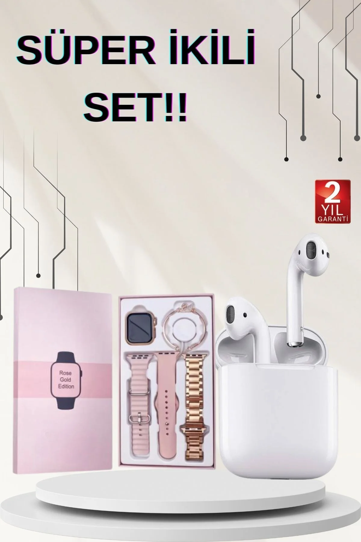 3 Kordonlu Dokunmatik Ekran Akıllı Saat Ve 2.Nesil Kablosuz Bluetooth Kulaklık Anc/Enc 3 Kordonlu Dokunmatik Ekran Akıllı Saat Ve 2.Nesil Kablosuz Bluetooth Kulaklık Anc/Enc