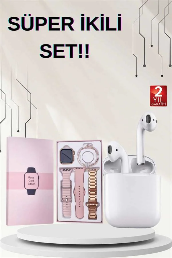 3 Kordonlu Dokunmatik Ekran Akıllı Saat ve 2.Nesil Kablosuz Bluetooth Kulaklık ANC/ENC 3 Kordonlu Dokunmatik Ekran Akıllı Saat ve 2.Nesil Kablosuz Bluetooth Kulaklık ANC/ENC