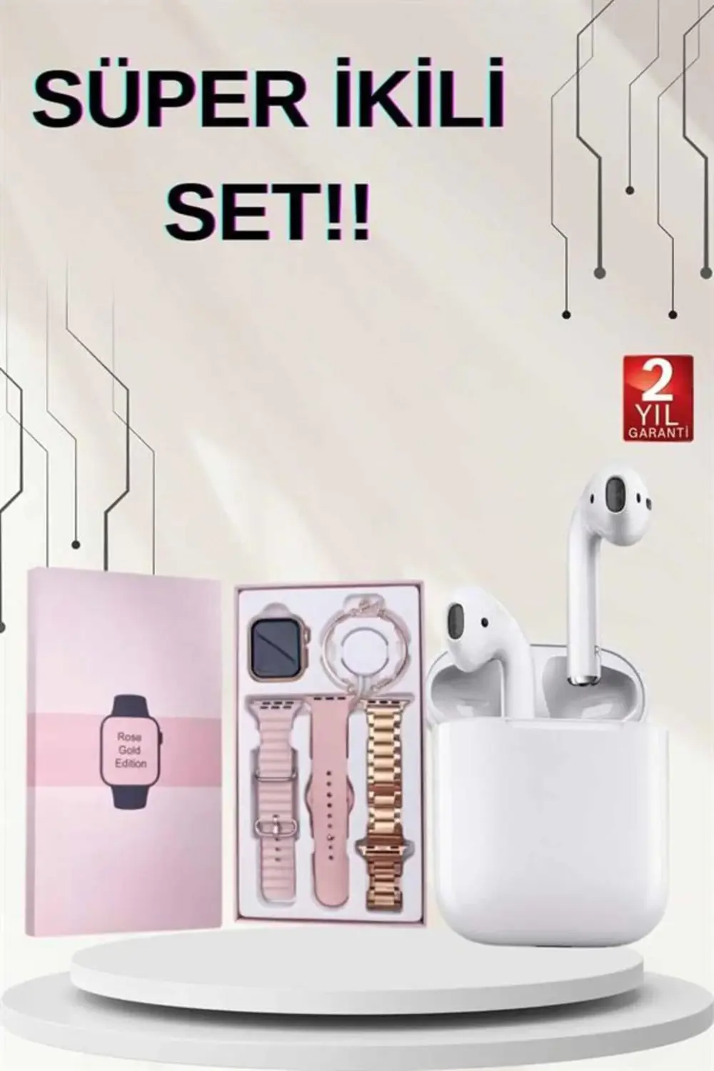 3 Kordonlu Dokunmatik Ekran Akıllı Saat ve 2.Nesil Kablosuz Bluet