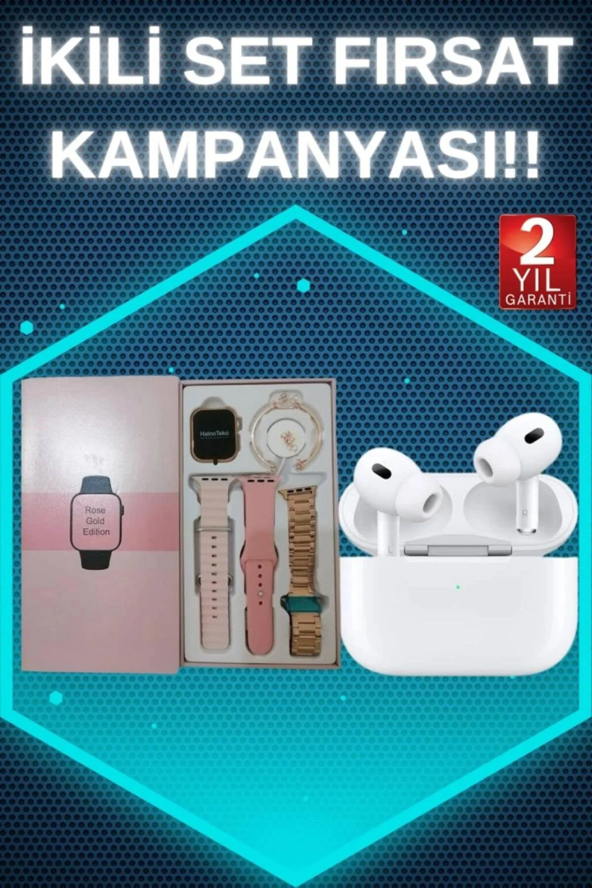 3 Kordonlu Pembe Amoled Ekran Akıllı Saat Ve Yeni Nesil Pro Kablo