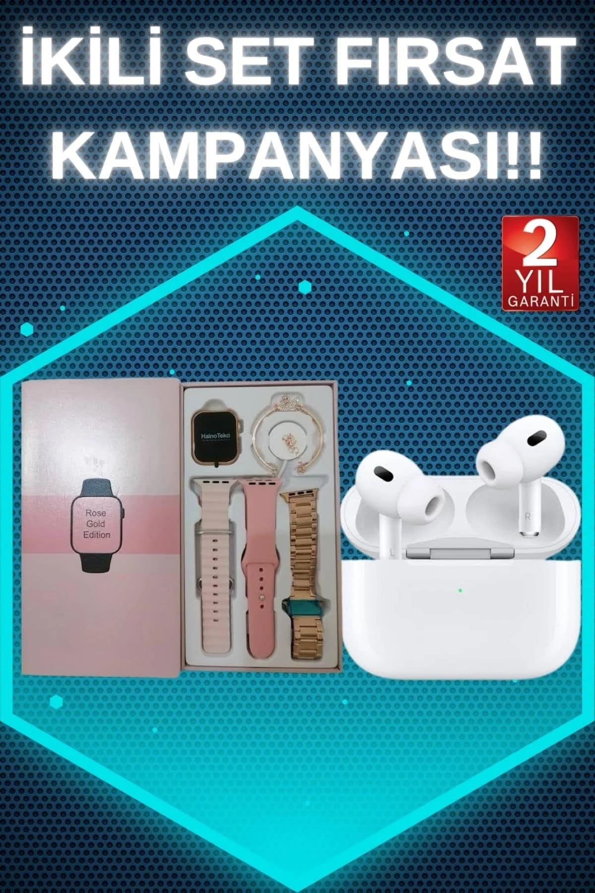 3 Kordonlu Pembe Amoled Ekran Akıllı Saat ve Yeni Nesil Pro Kablosuz Bluetooth Kulaklık ANC/ENC Fiyatı, Yorumları ve Özellikleri