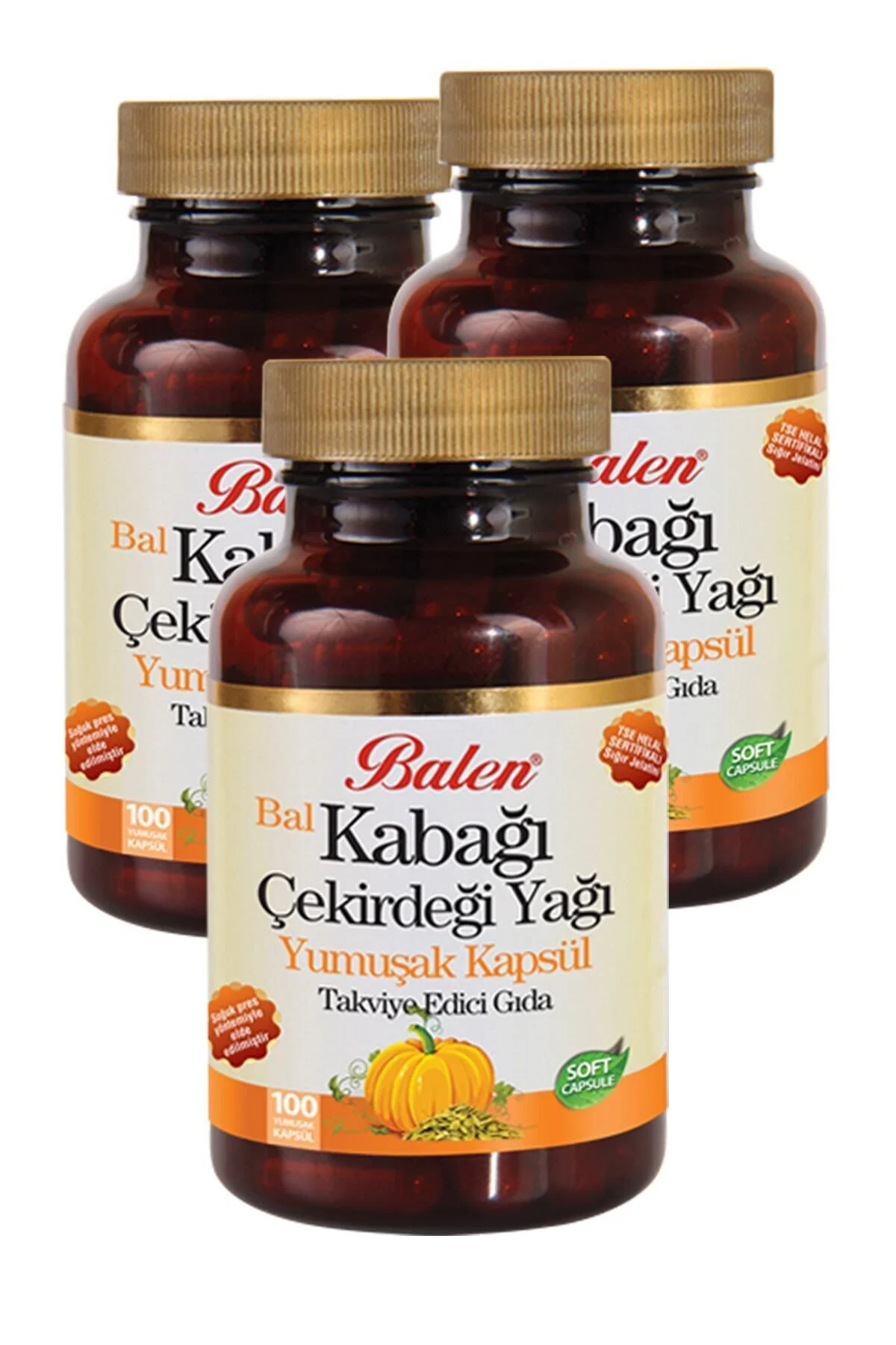 3 Kutu Bal Kabağı Çekirdeği Yağı 100 Kapsül X 1380 mg
