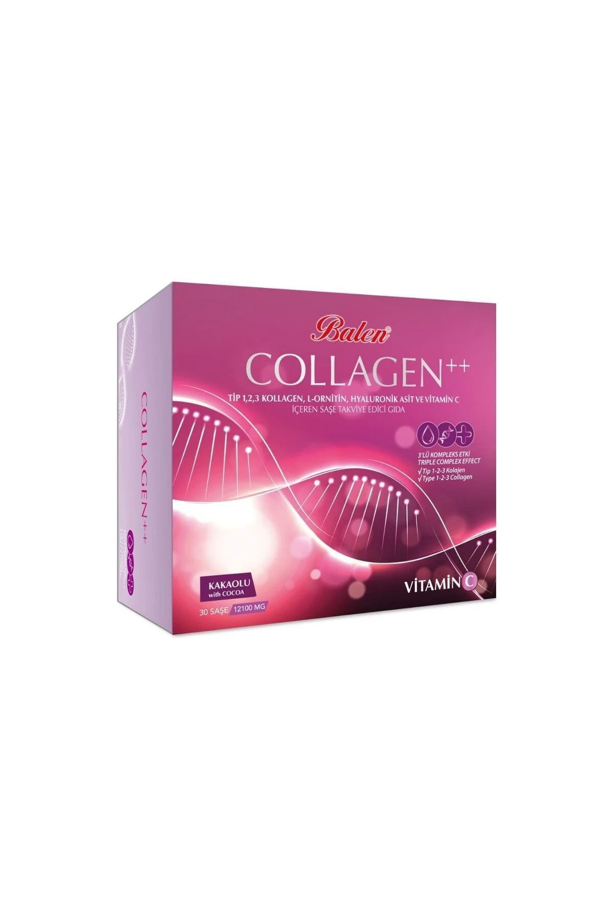 3 Kutu Collagen Tip 1,2,3 Kolajen L-ornitin, Hyaluronik Asit Ve Vitamin C Içeren 30 Saşe 12100 Mg