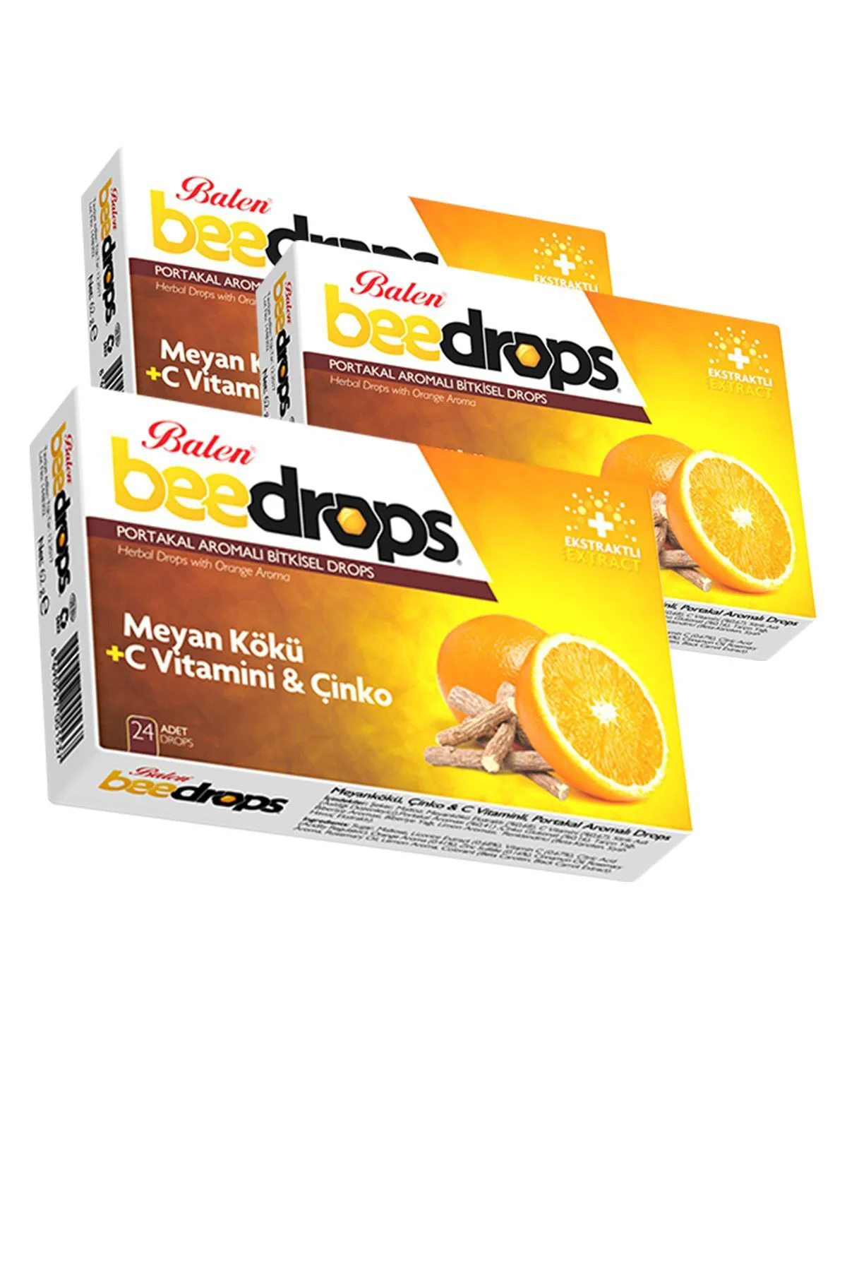 3 Kutu Meyan Kökü C Vitamini Çinko Portakal Aromalı Beedrops 24adet Pastil Meyankökü Bee Drops