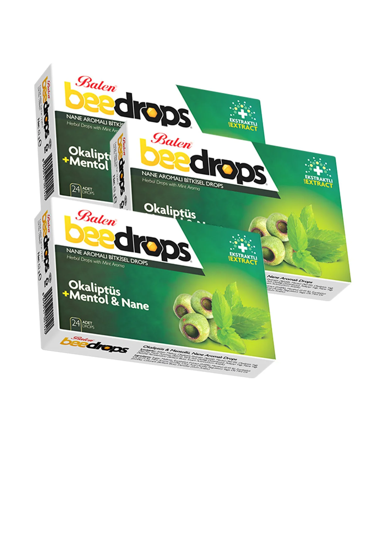3 Kutu Okaliptüs Mentol Ve Nane Aromalı Bitkisel Beedrops 24 Adet X 3 Pastil Menthol Okaliptus