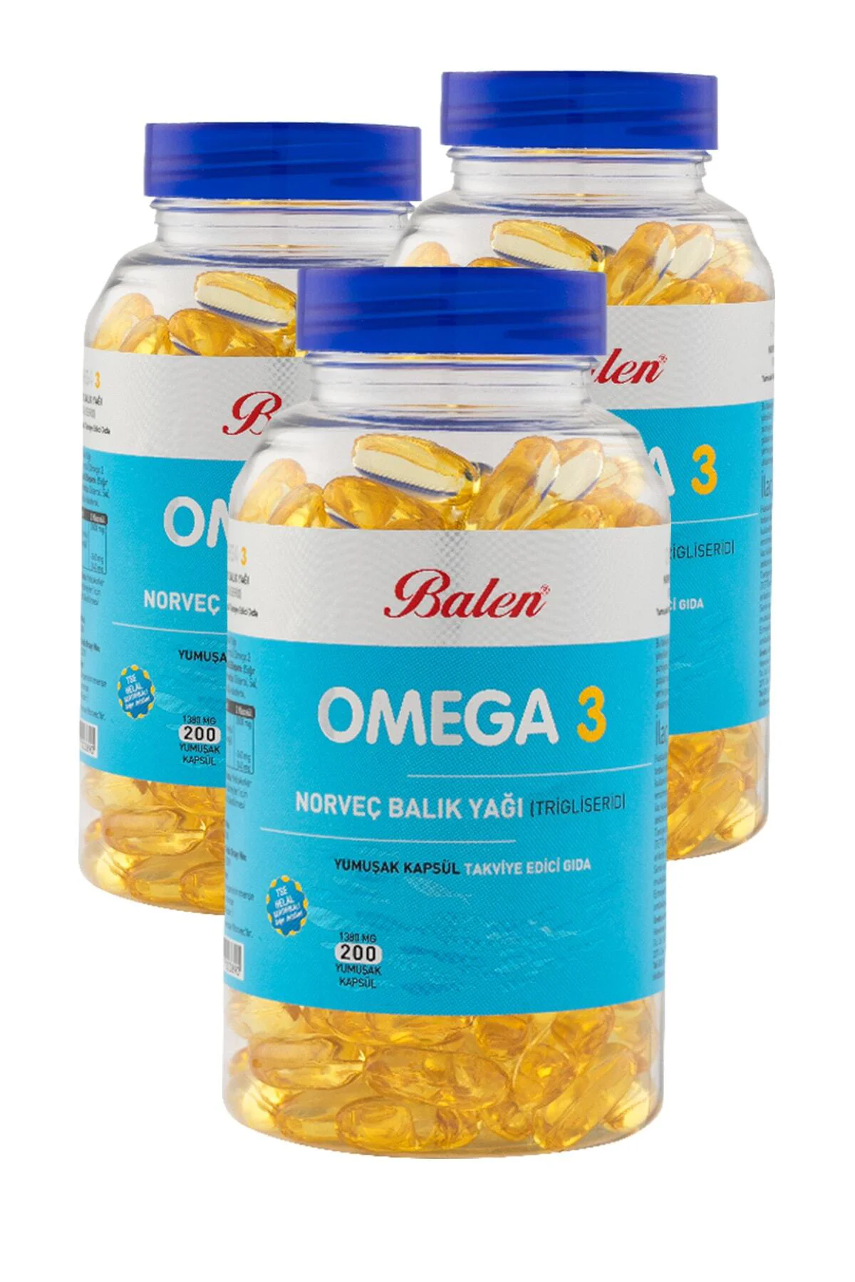 3 Kutu Omega 3 Norveç Balık Yağı (trigliserid) 1380 X 200 Softjel Omega3