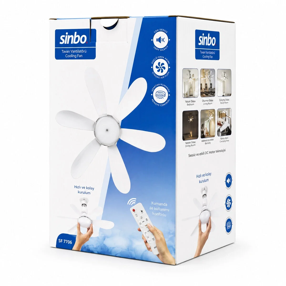 3 Led Aydınlatmalı - Sessiz Çalışma 6 Kanat - Kumanda Tavan Vantilatör Sf-7708 Bx40 Fiyatı, Yorumları ve Özellikleri