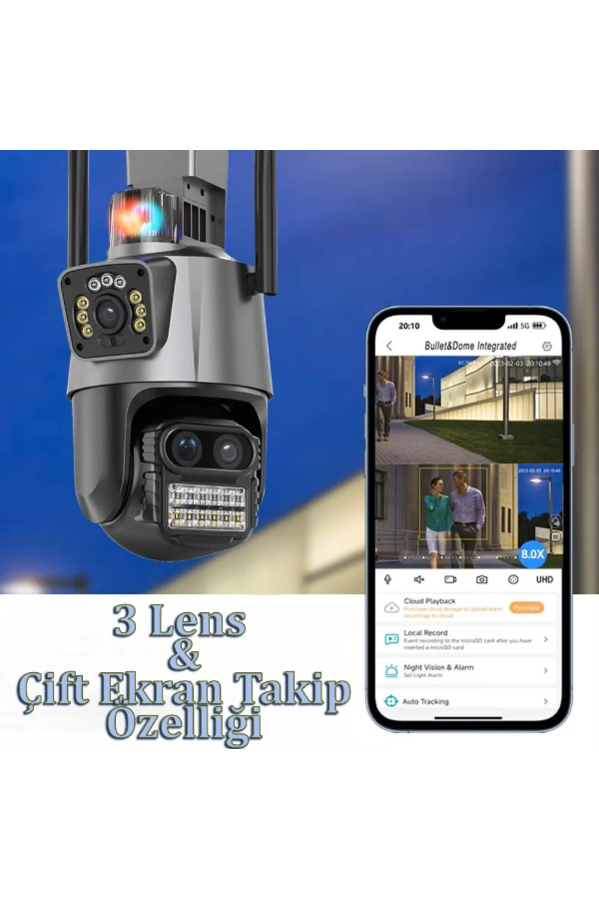 3 Lens Wi-Fi Güvenlik Kamerası