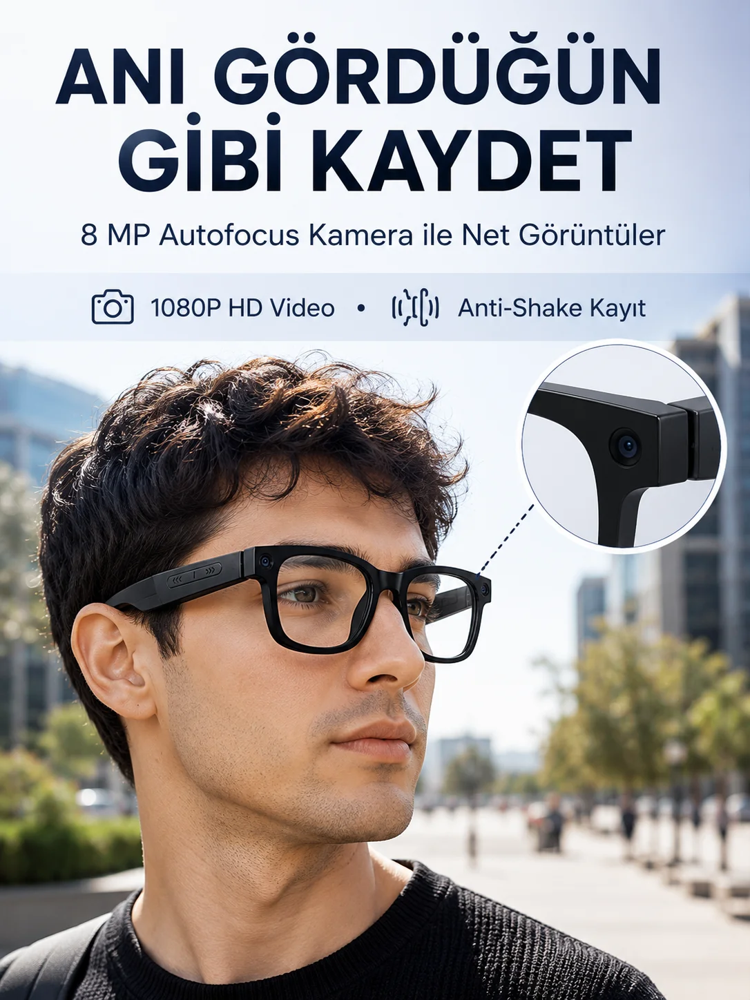 3 Lensli Akıllı Kamera Gözlüğü AI Görüntü Tanıma Çoklu Dil Çeviri 32 GB Hafıza WiFi ve Hızlı Şarj Özellikli Fiyatı, Yorumları ve Özellikleri