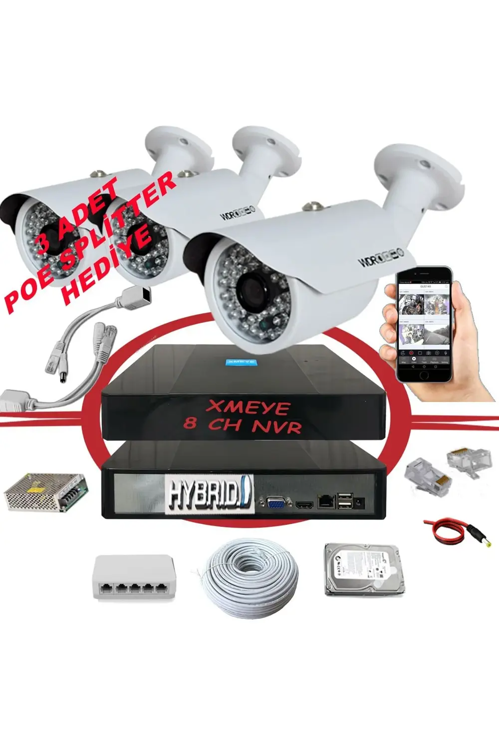 3' lü 5 MP 1940P Sensör 6 Megapiksel Sony Lens Metal Kasa IP Güve