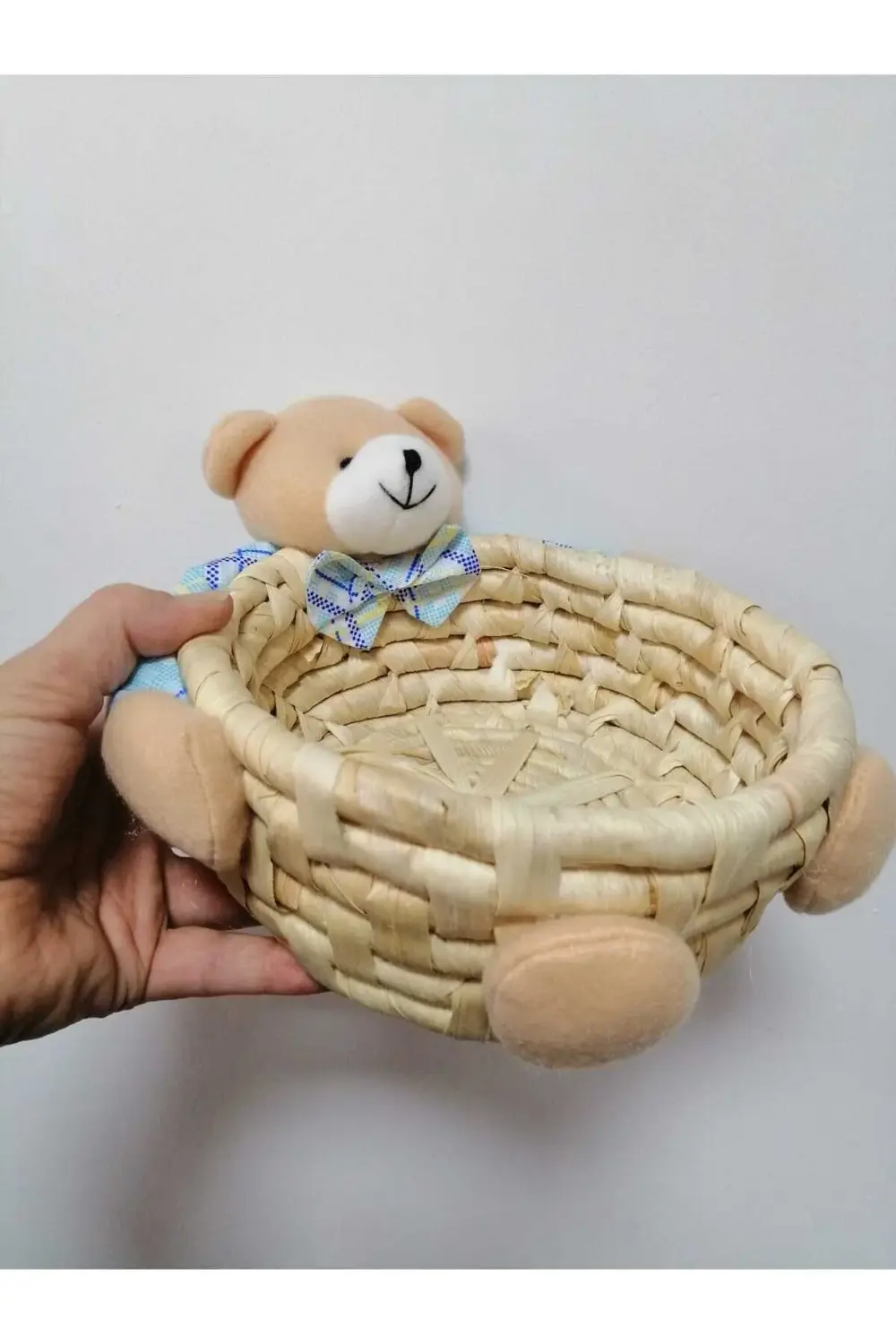 3 Lü Ayıcık Figürlü Hasır Küçük Sele 18,14,10cm