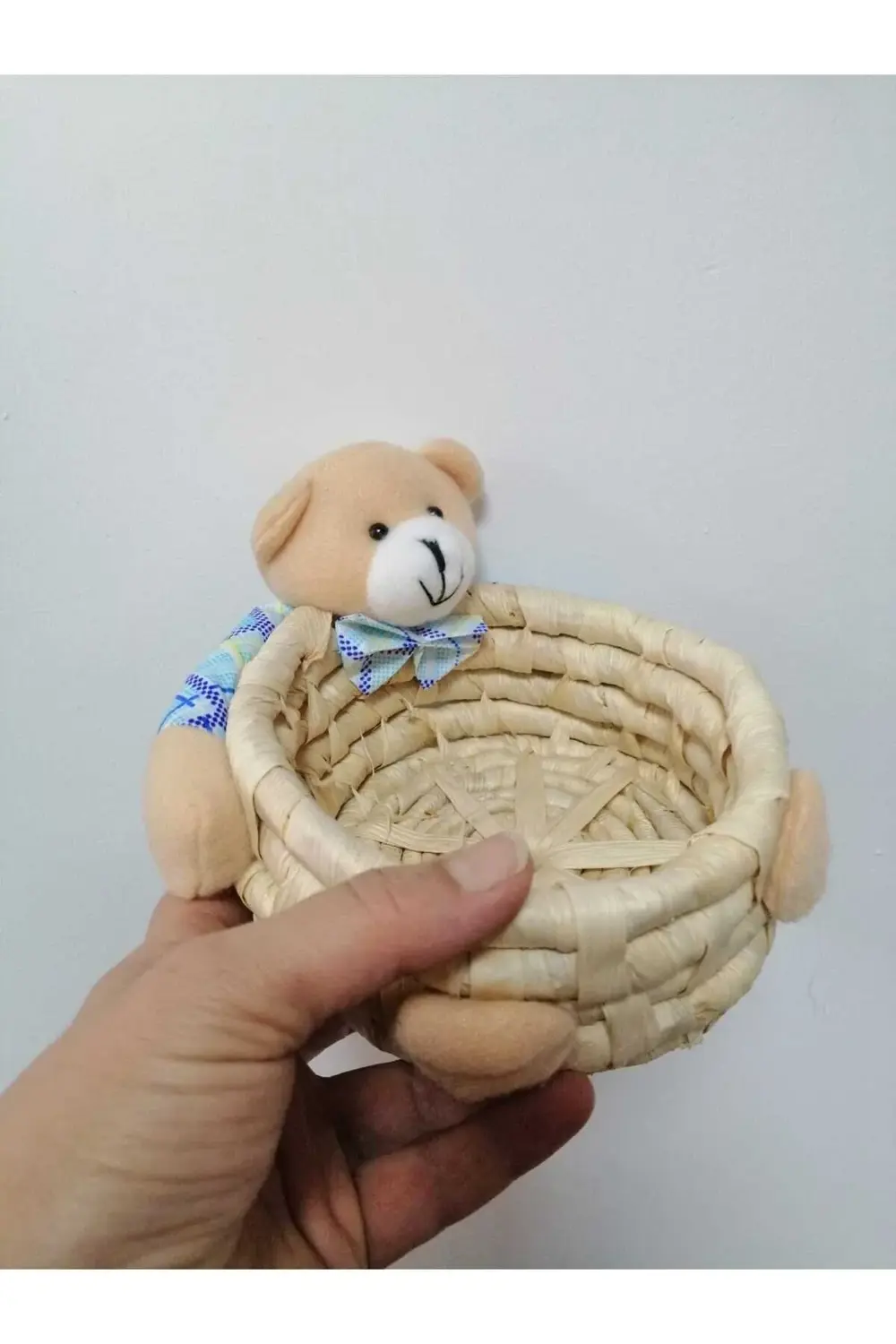 3 Lü Ayıcık Figürlü Hasır Küçük Sele 18,14,10cm