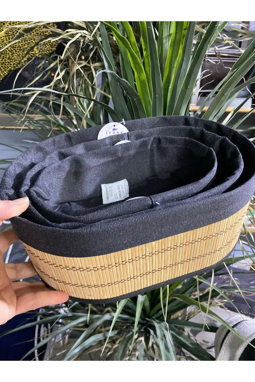 3 Lü Bambu Çok Amaçlı Düzenleyici Sepet Natural