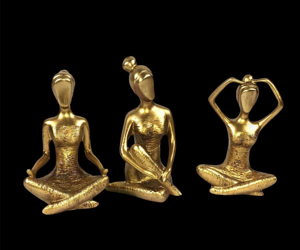 3 LÜ DEKORATİF YOGACI KIZ GOLD