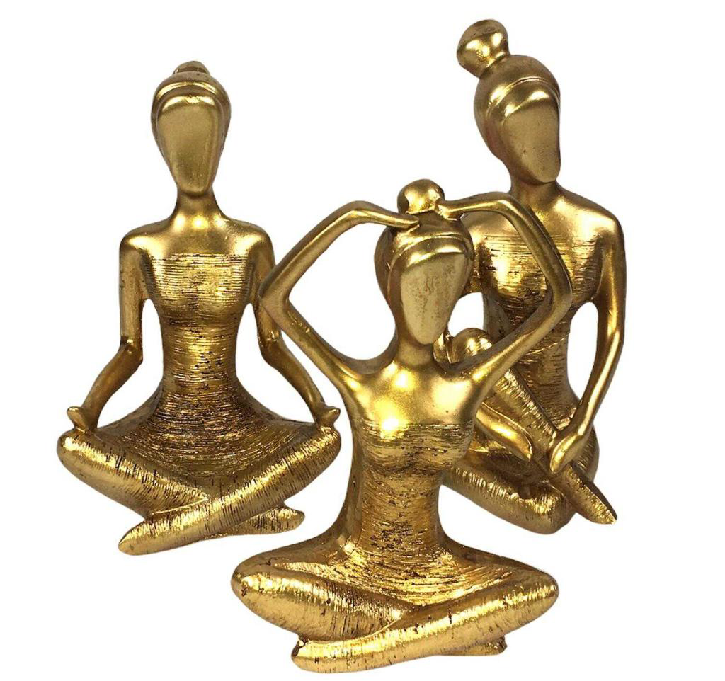 3 LÜ DEKORATİF YOGACI KIZ GOLD