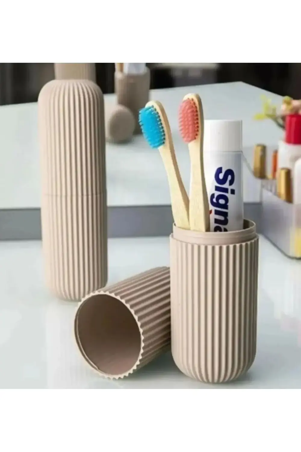 3 lü diş fırçası, diş macunu, anahtar  saklama kutusu sakama kabı