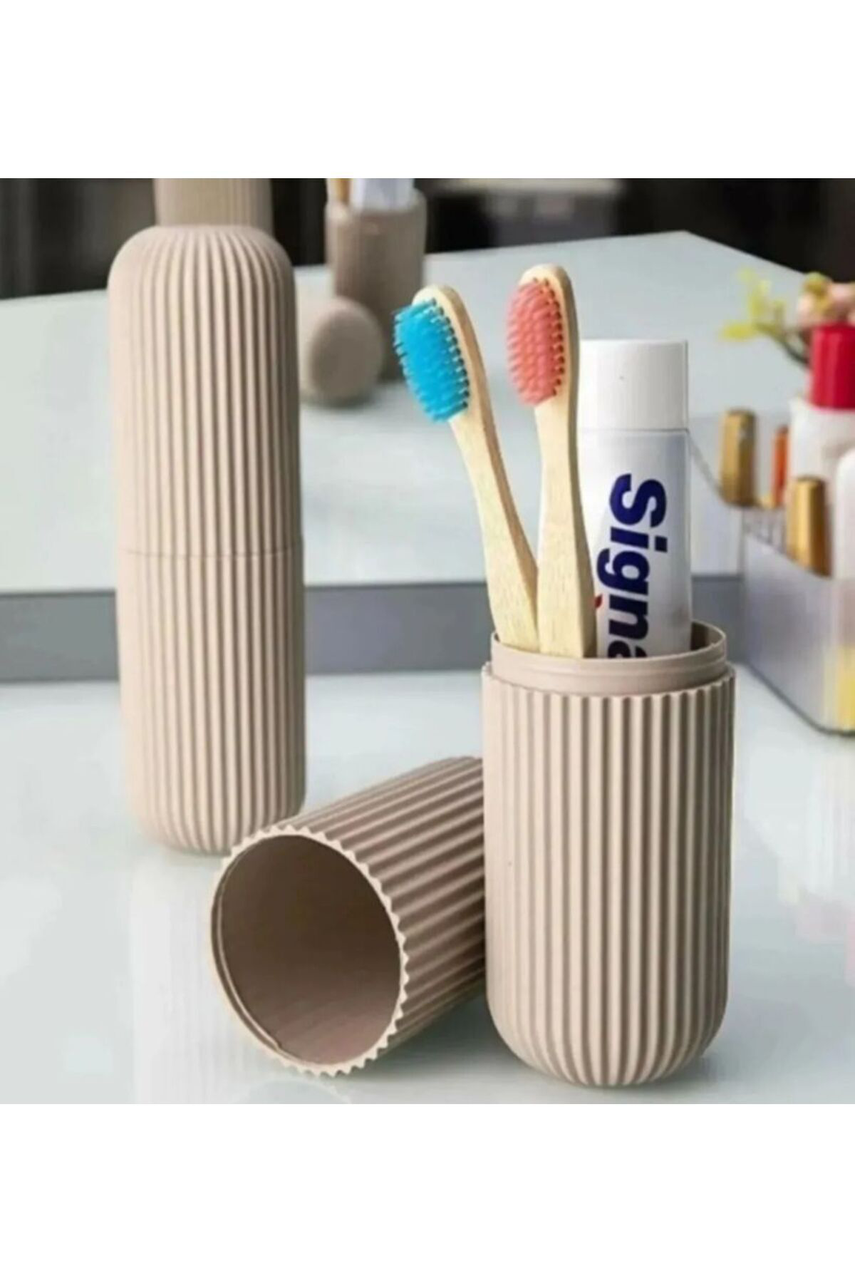 3 lü diş fırçası, diş macunu, anahtar  saklama kutusu sakama kabı