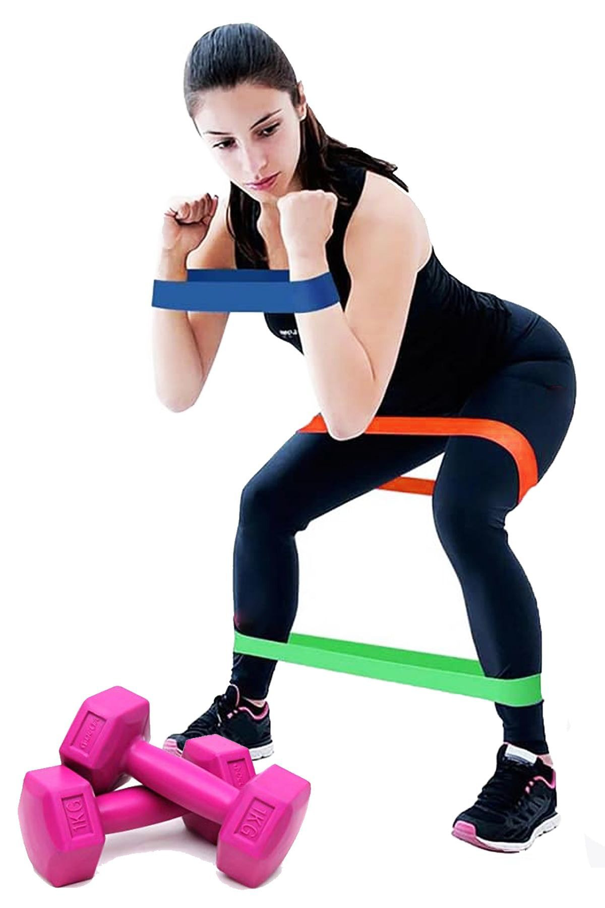 Jet 3 Lü Farklı Dirençte Squat Bandı Hafif Orta Sert Pilates Aerobik