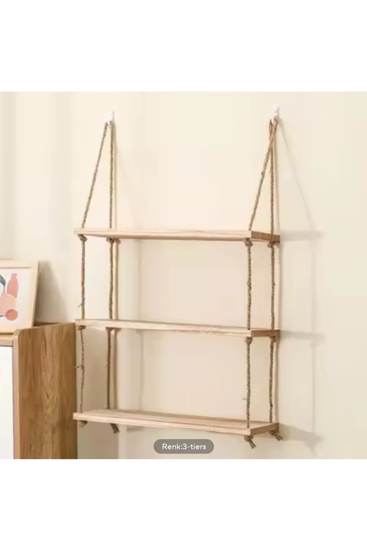 3 lü halatlı duvar rafı ,mutfak rafı,banyo rafı,3 lü set,uçan raf