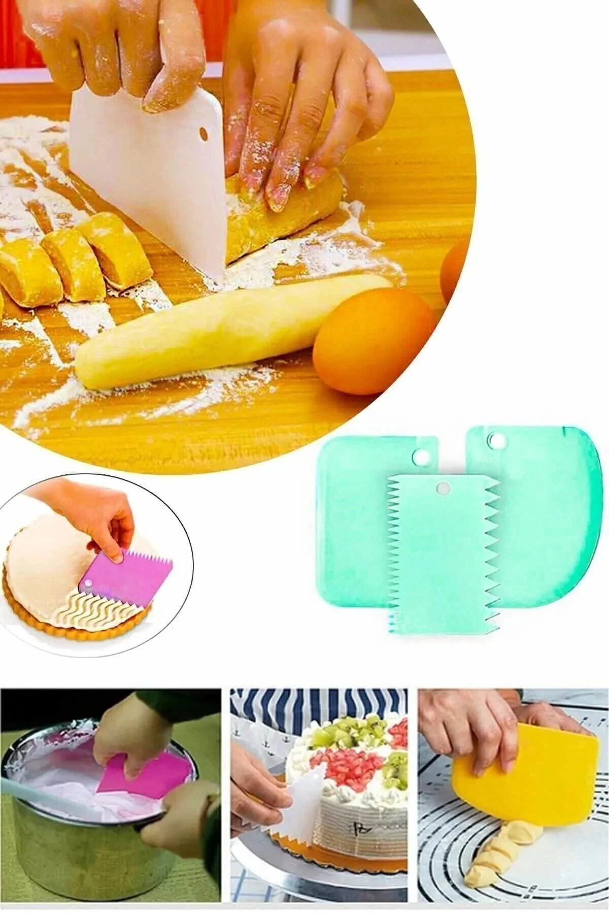 3 Lü Hamur Set ( Kesici Kazıyıcı Dekoratör ) - 3 Lü Hamur Pasta K