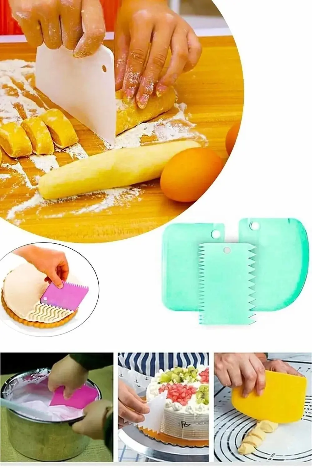 3 Lü Hamur Set ( Kesici Kazıyıcı Dekoratör ) - 3 Lü Hamur Pasta K