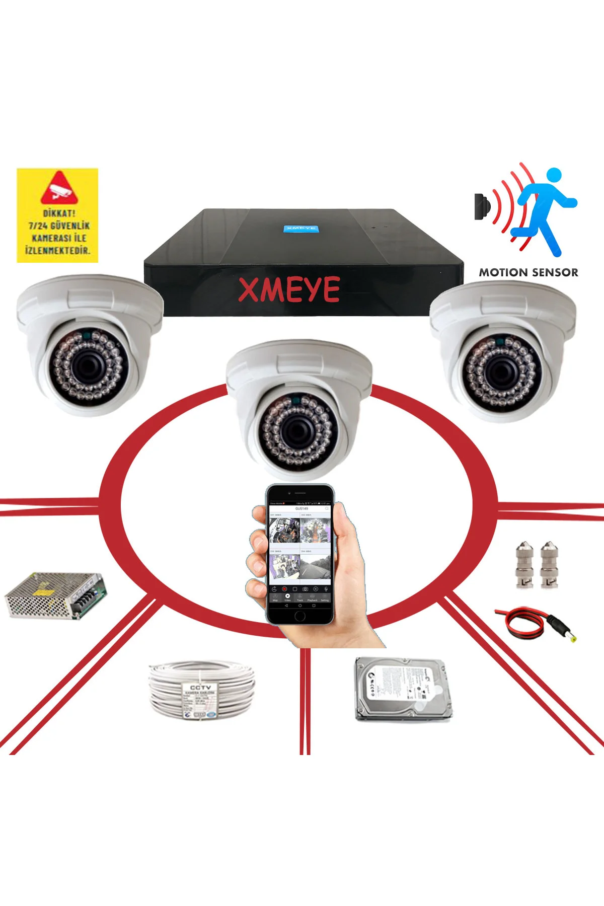 3' Lü Hareket Algılayan 5 Mp Sony Lens 1080p 36 Ir Led Iç Mekan Güvenlik Kamerası Seti_bs D136b 3' Lü Hareket Algılayan 5 Mp Sony Lens 1080p 36 Ir Led Iç Mekan Güvenlik Kamerası Seti_bs D136b