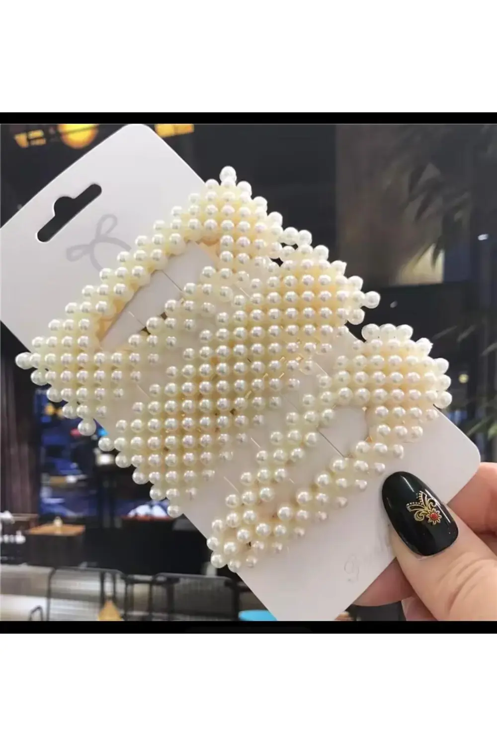 3 lü incili büyük boy kadın yan toka