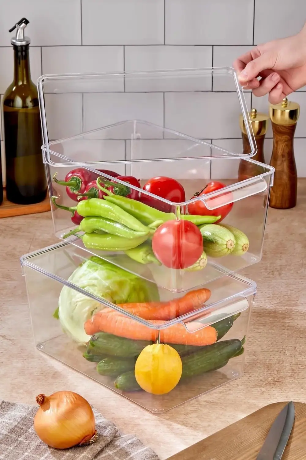 3 Lü Kapaklı Buzdolabı Organizeri & Buzdolabı Düzenleyici 6 lt