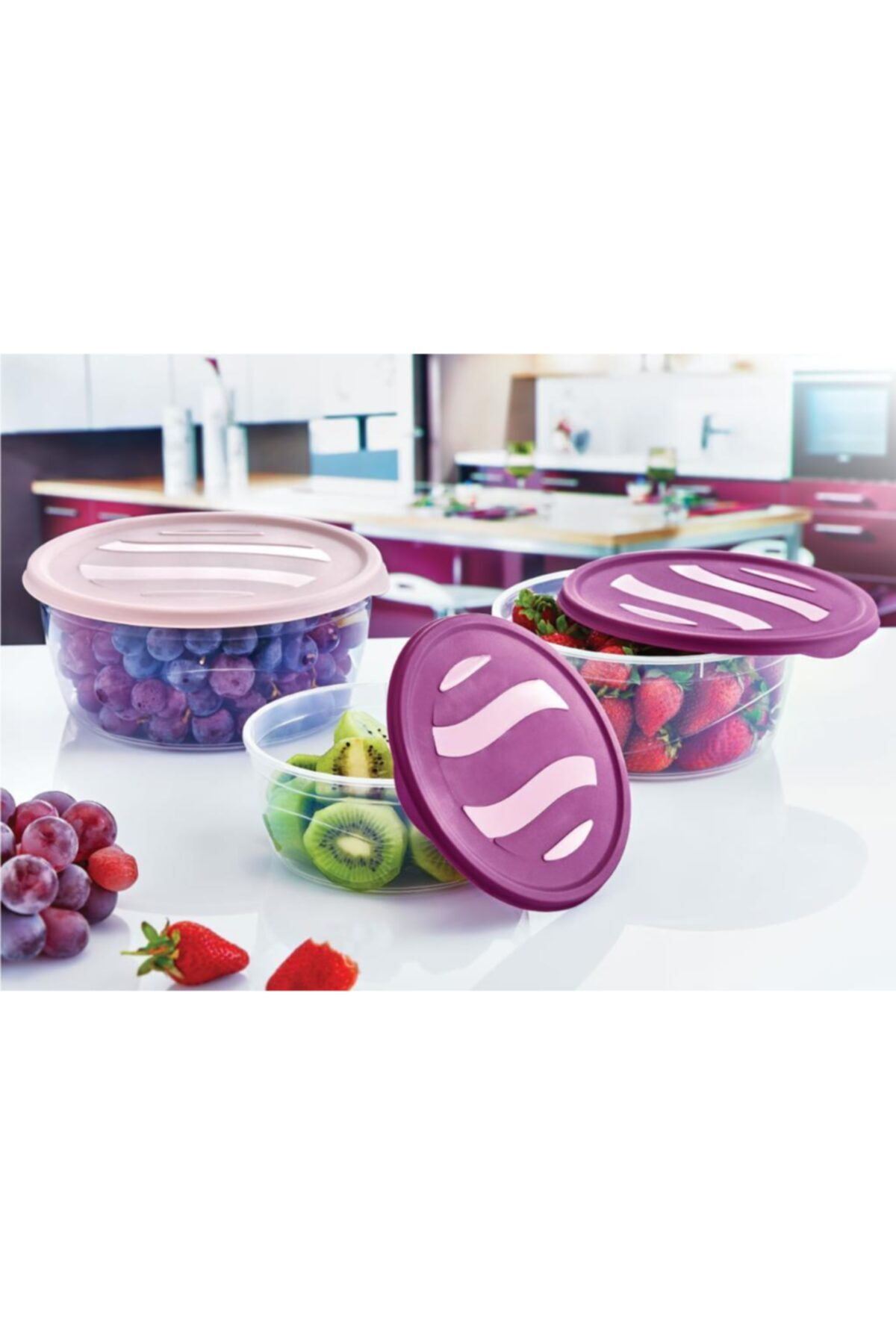 Çankaya Plastik 3 Lü Karizma Yuvarlak Set (3,70 Lt)