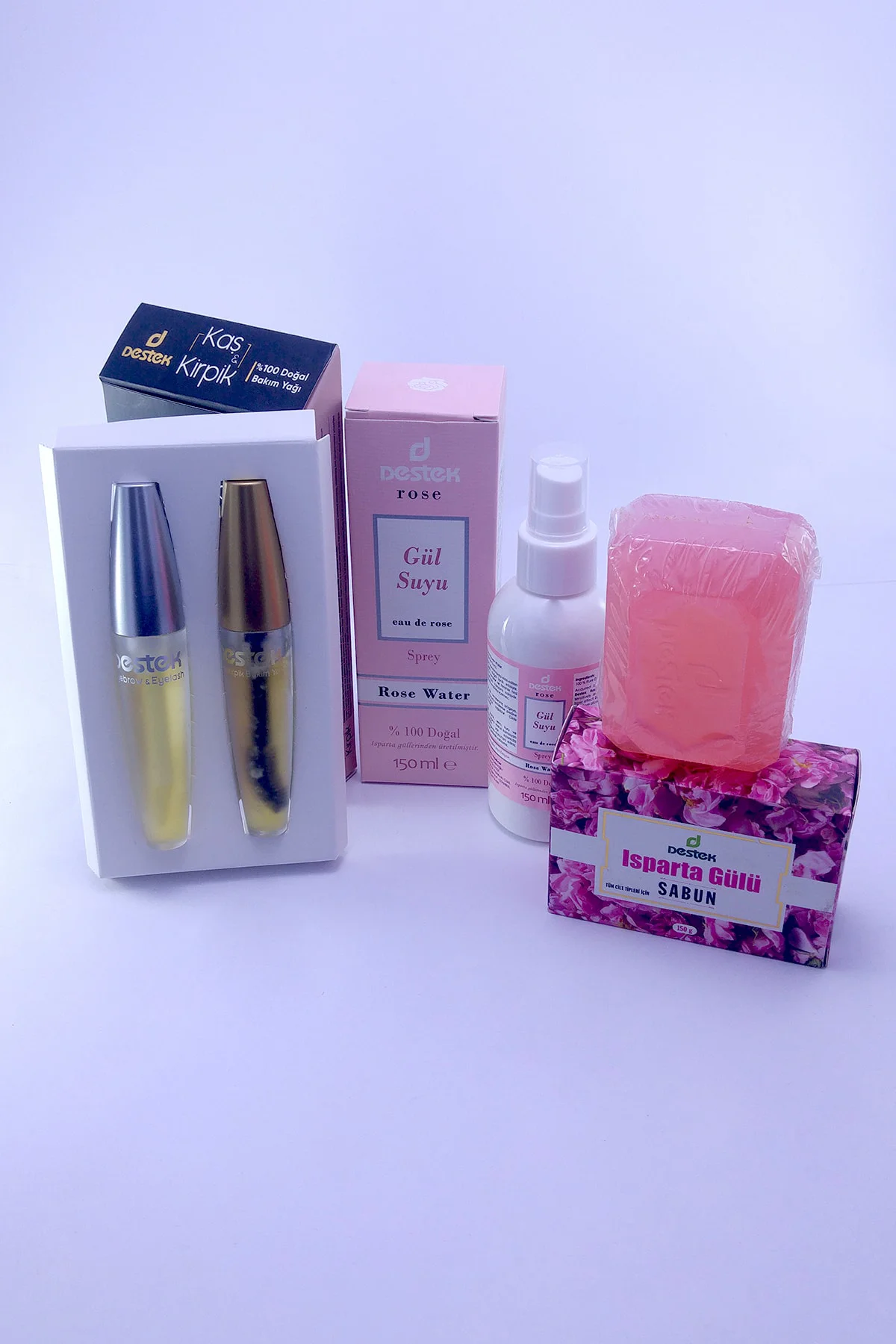 3 Lü Kaş Ve Kirpik Yağ Seti _doğal Gülsuyu 150 Ml_ısparta Gül Sabunu 150 gr