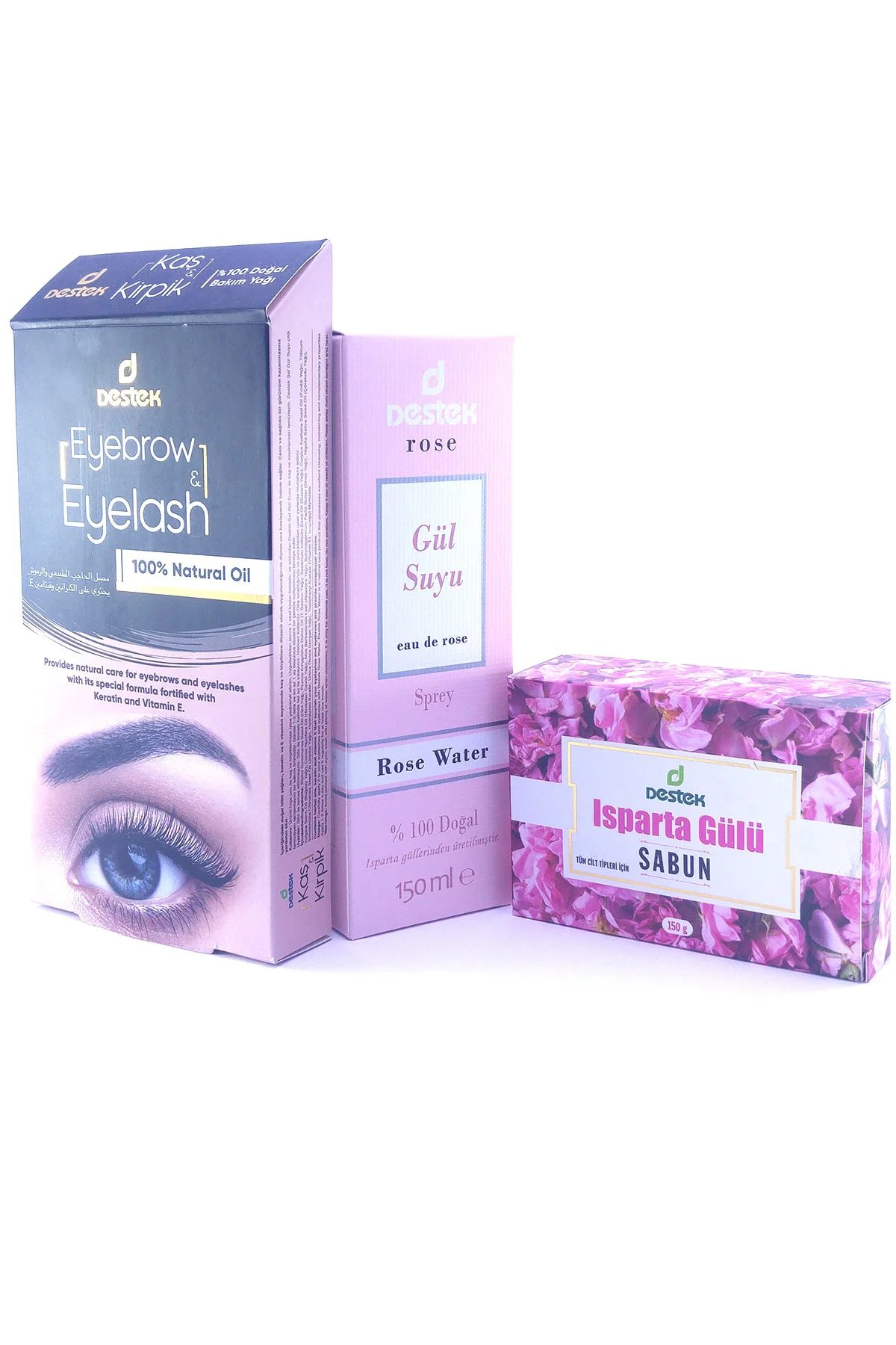3 Lü Kaş Ve Kirpik Yağ Seti _doğal Gülsuyu 150 Ml_ısparta Gül Sabunu 150 gr